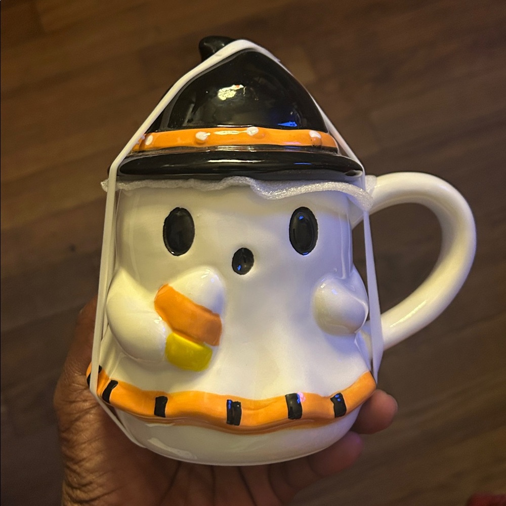 Halloween Ghost Mug with Witch Hat